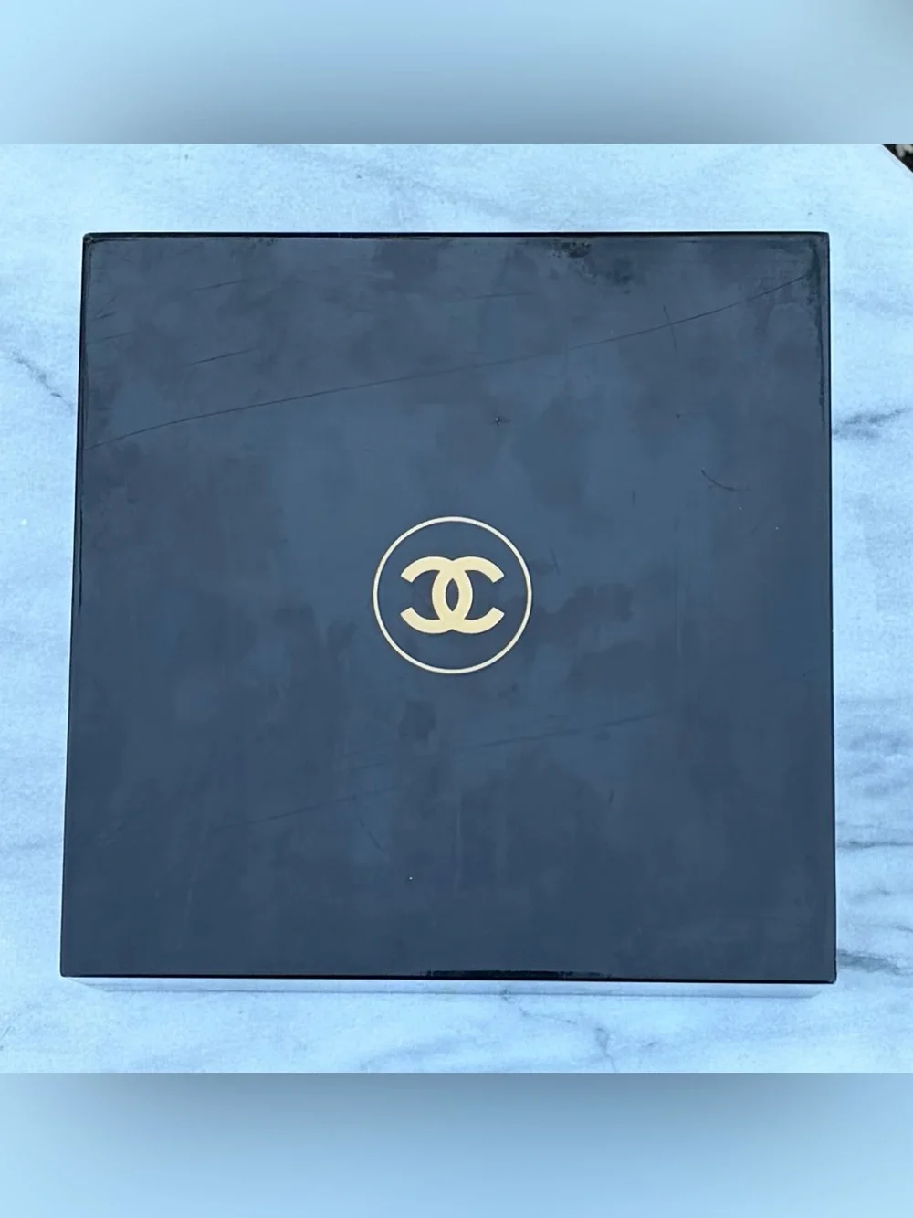 Chanel VIP Gift Black Lacquer Box CC Logo Jewelry Trunk Vanity Case